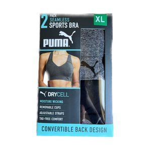 Puma Performance Ladies' Seamless Sports Bra 2 Pack Black/ Gray Size XL